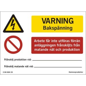 Dekal Varning Bakspänning A6
